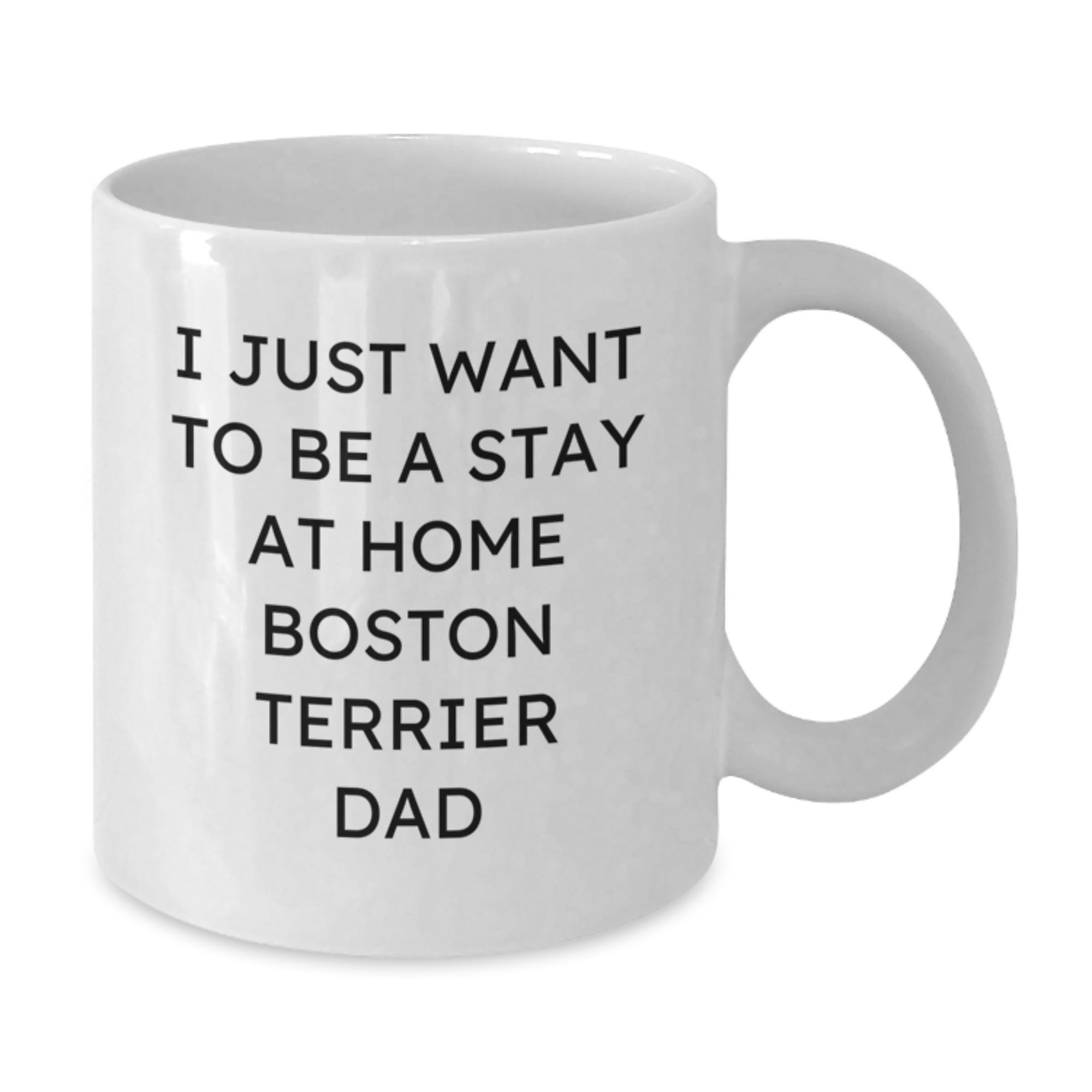 Funny Boston Terrier Dog Gifts, I Just Want To Be A Stay At Home Dad, White Coffee Mug for Graduation - Gifts from Men to Friends, Family, Coworkers, Boston Terrier Dog Lovers - Additional