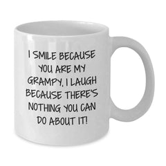Funny Grampy Mug Gifts for Him, White Coffee Mug, I Smile Because You Are My Grampy, Perfect Christmas Unique Gifts from Men to Family - Additional