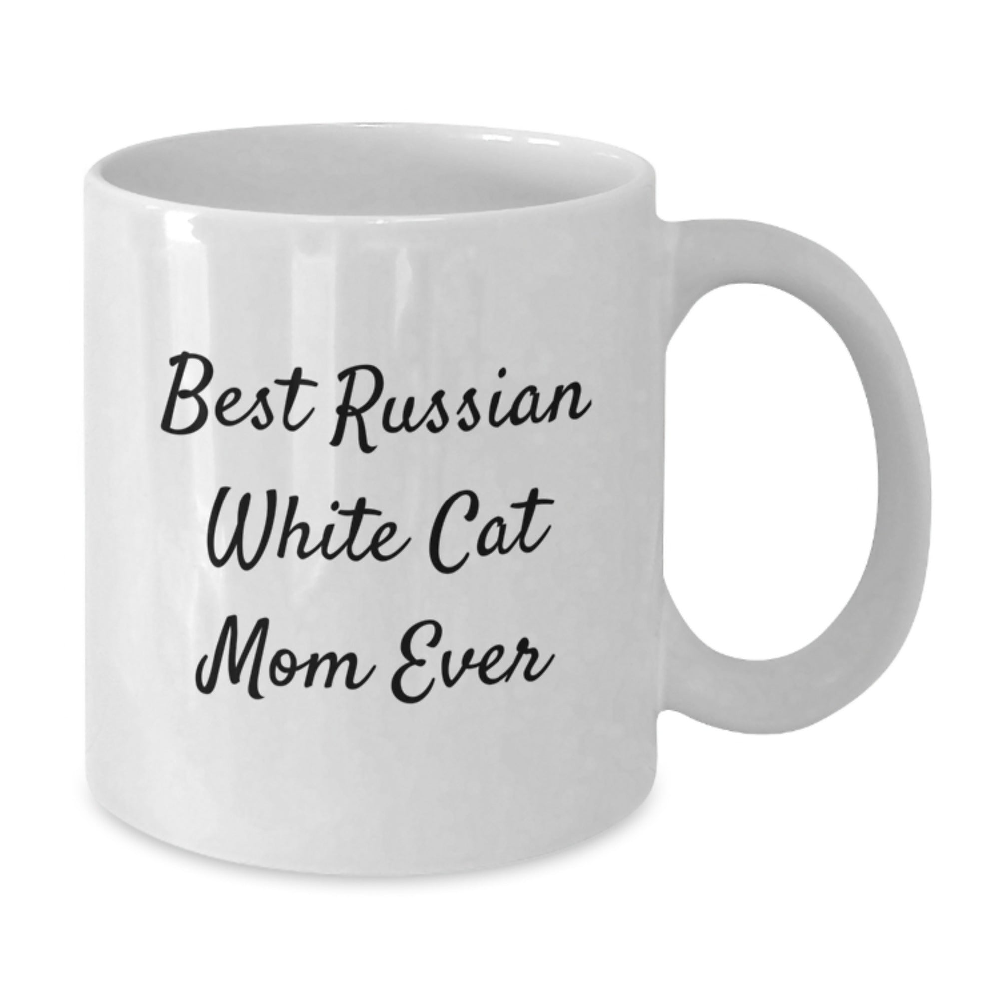 Russian White Cat Mom Gifts for Friends and Family, Funny White Coffee Mug for Graduation, Best Mom Ever Quote - Additional