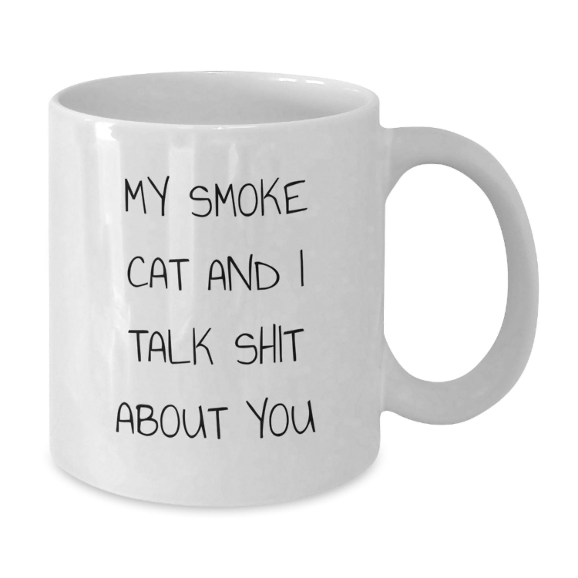 Funny Smoke Cat Gifts from Men to Women, Unique Valentine's White Coffee Mug for Smoke Cat Lovers, 'My Smoke Cat And I Talk Shit About You' - Additional