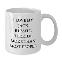 Funny Jack Russell Terrier Dog Lover Gifts from Men to Friends on Valentine's - I Love My Jack Russell Terrier More Than Most People White Coffee Mug - Additional