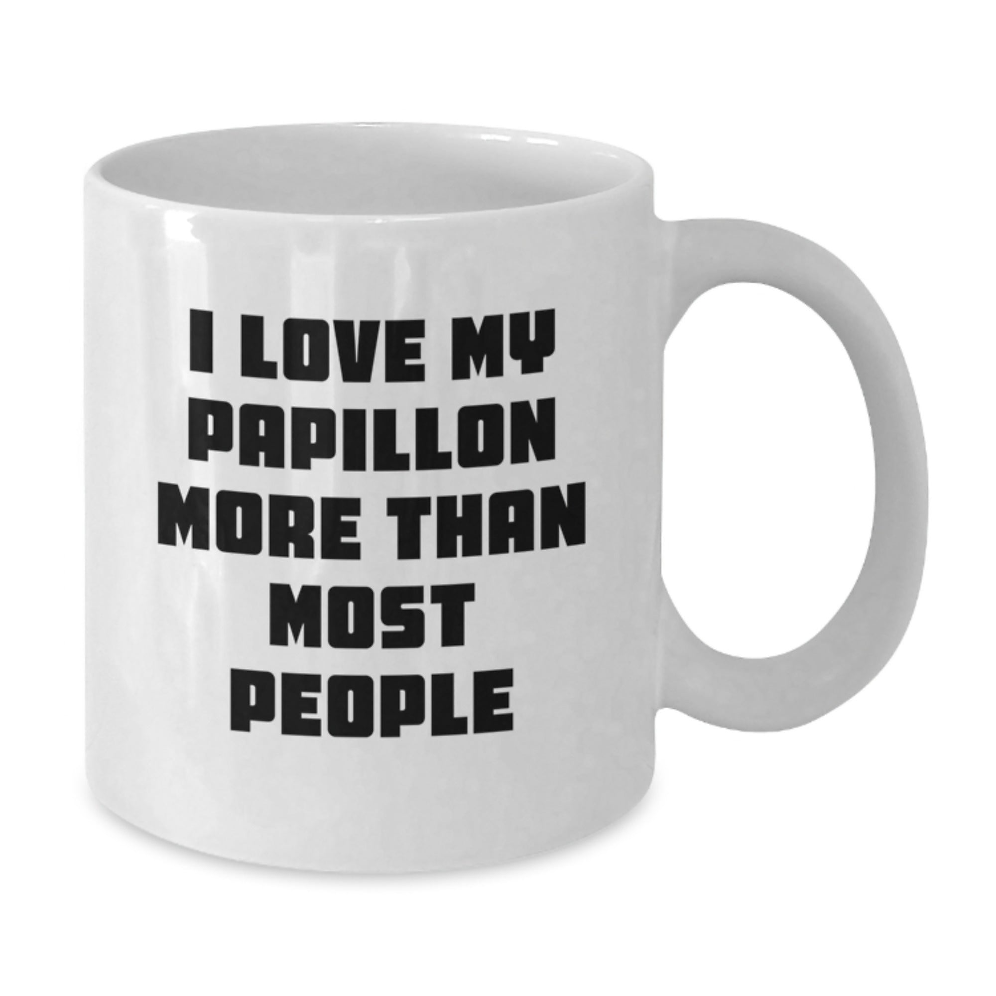 Papillon Dog Lovers Gifts from Family Friends Valentine's Unique White Ceramic Coffee Mugs, I Love My Papillon More Than Most People, Funny Quote White Coffee Mug - Additional