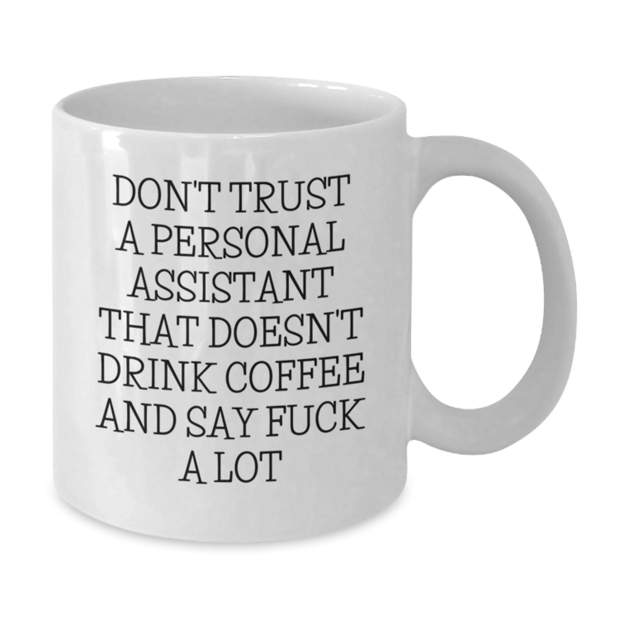 Funny Personal Assistant Gifts from Friends for Christmas Unique White Coffee Mugs with 'Don't Trust A Personal Assistant That Doesn't Drink Coffee And Say F--k A Lot' Quote - Additional