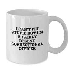 Funny Correctional Officer Gifts from Friends - I Can't Fix Stupid But I'm A Fairly Decent Correctional Officer Christmas Unique Mugs for Correctional Officer Men - Additional