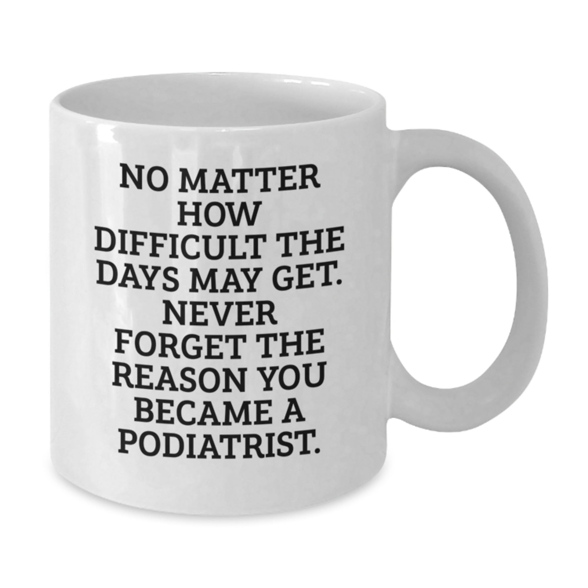 Podiatrist White Coffee Mug Gifts from Friends for Christmas, Inspirational Quote: 'Never Forget The Reason' - Ceramic, Microwave Safe - Additional