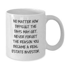 Unique Christmas Unique Gifts from Friends to Real Estate Investor Men - Funny Real Estate Investor Quote on White Ceramic Coffee Mug - Additional