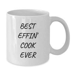 Funny Cook Gift for Graduation, White Coffee Mug with Best Effin' Cook Ever Quote, Gifts from Friends - Additional