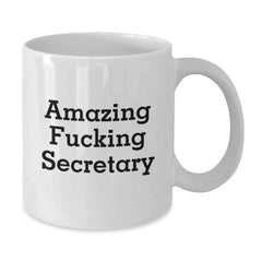 Funny Secretary Birthday Unique Gifts from Friends - Amazing Humorous Quote on White Coffee Mug, 11oz or 15oz, Ceramic, Microwave & Dishwasher Safe - Additional