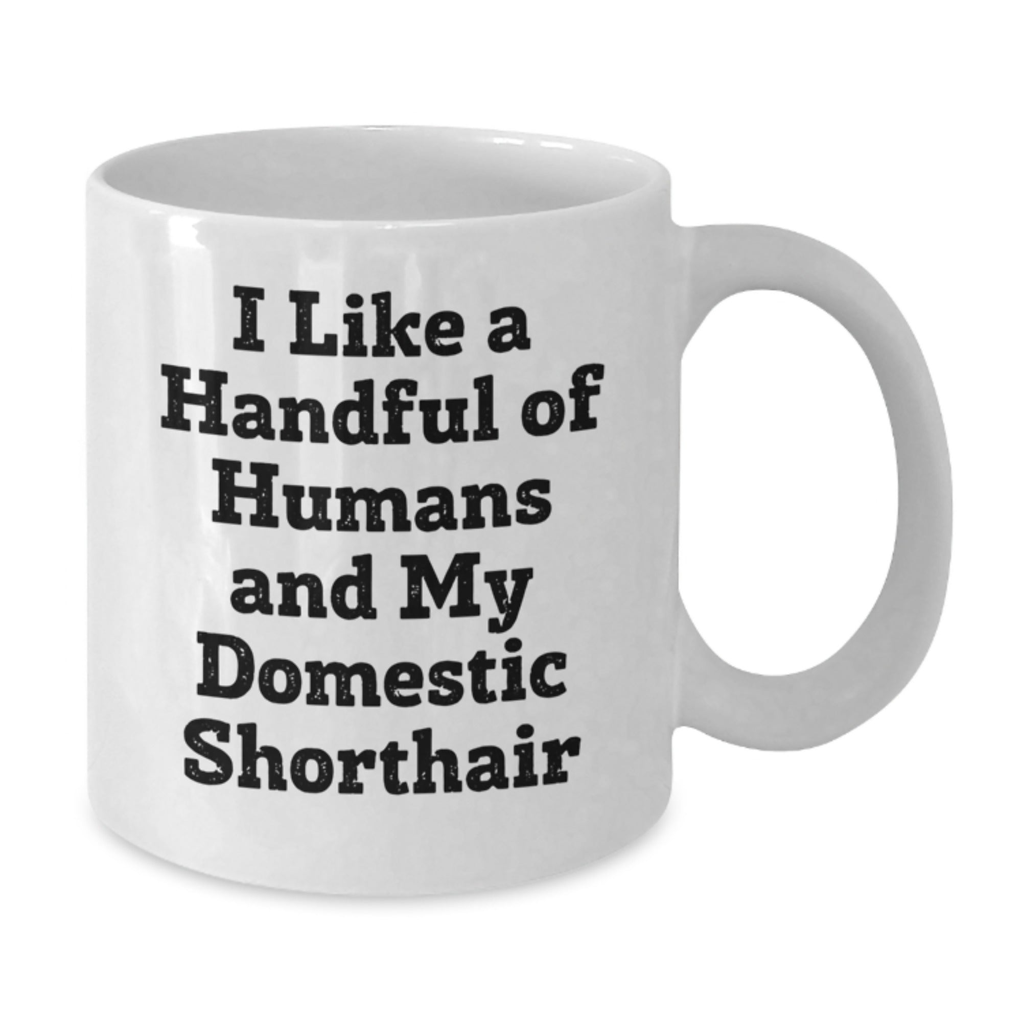 Funny Domestic Shorthair Cat Lover Gift, I Like A Handful Of Humans And My Domestic Shorthair Cat, White Coffee Mug for Birthday from Friends to Family - Additional