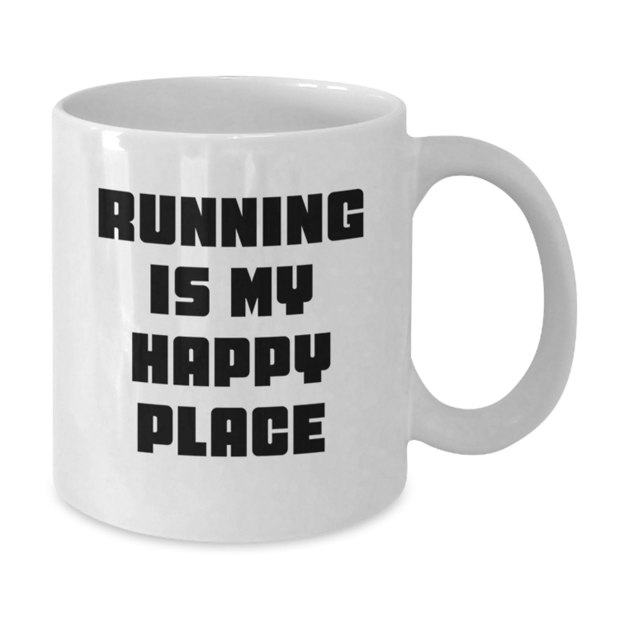 Funny Running Gifts for Him, White Coffee Mug, Inspirational Quote 'Running Is My Happy Place' for Runner Friends, Unique Christmas Unique Gift Ideas - Additional