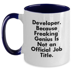 Funny Developer Gifts, Two Tone Coffee Mugs, 'Developer. Because Freaking' genius Is Not An Official Job Title.' Quote, Birthday Unique Gifts from Family or Friends for Men or Women - Main