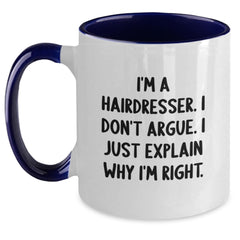 Funny Hairdresser Gifts for Friends and Family from Men and Women - I'm a Hairdresser Two Tone Coffee Mug Black and White - Main