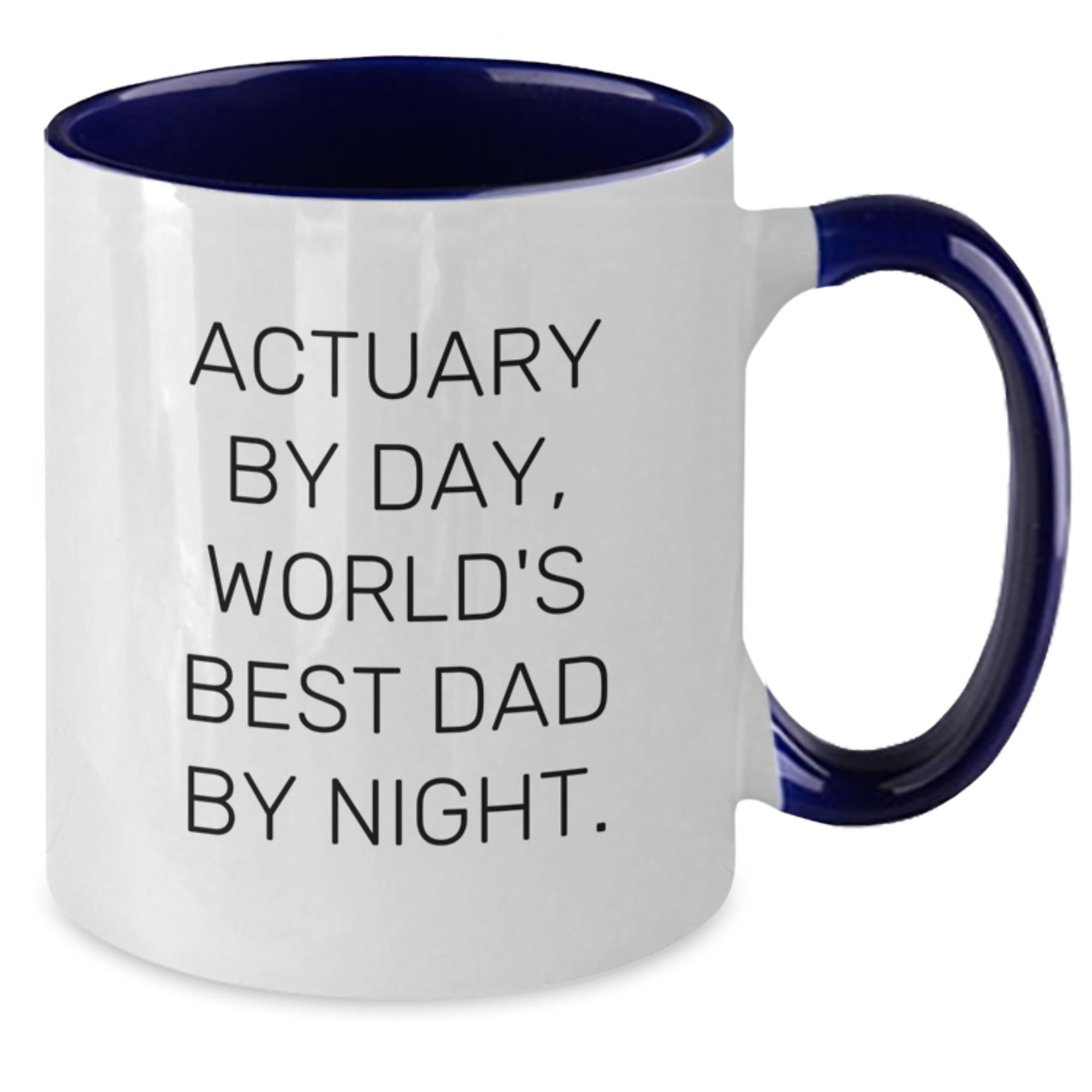Actuary Gifts - Funny Two Tone Coffee Mug, 'Actuary By Day, World's Best Dad By Night' - Unique Graduation Gifts from Men to Actuary Friends - Additional