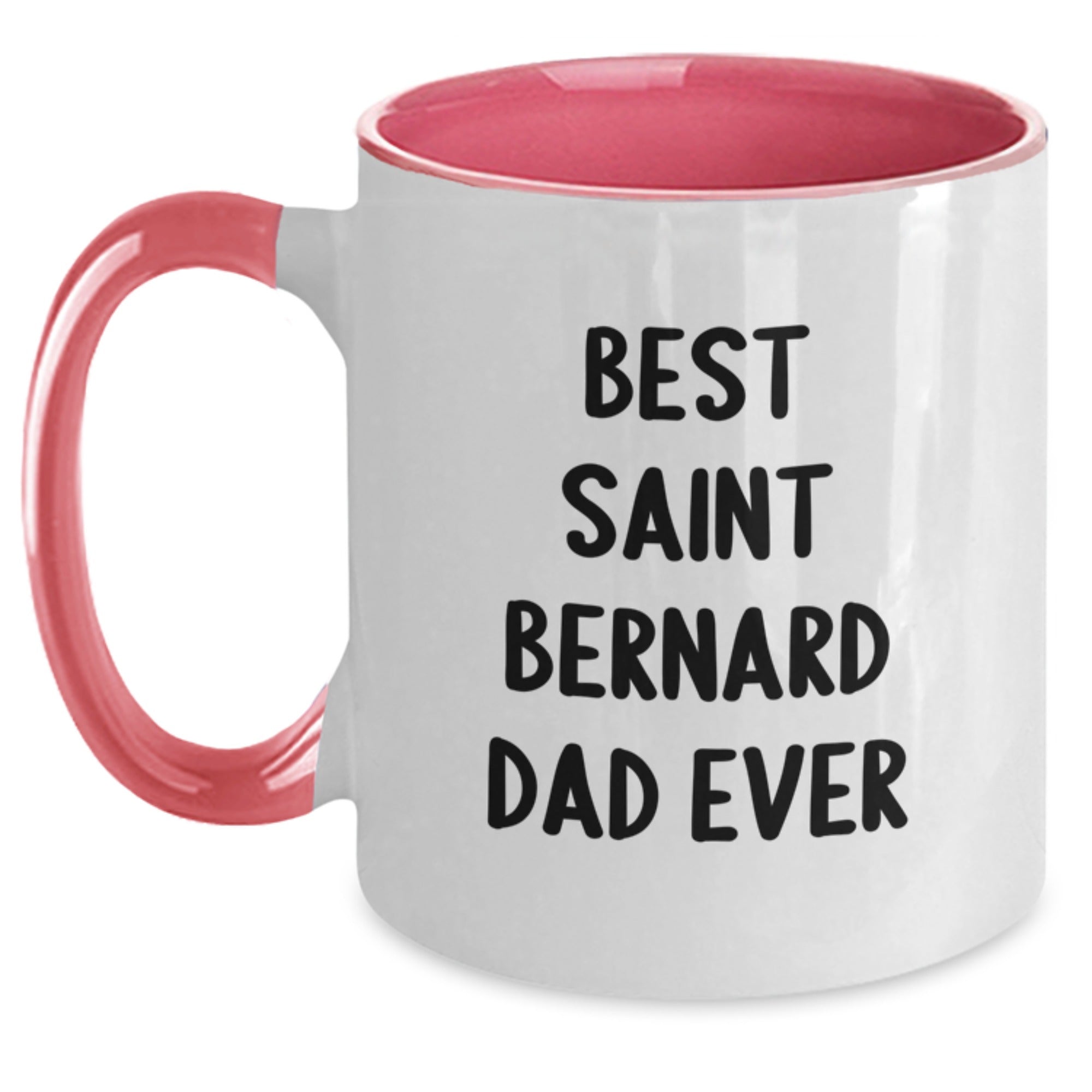 Saint Bernard Dog Lovers Best Dad Ever Funny Quote Two Tone Coffee Mug, Gifts from Men to Family for Birthday Unique Presents - Main