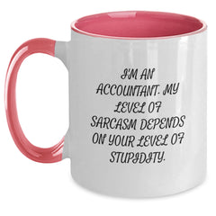 Funny Accountant Gifts, I'm An Accountant. My Level Of Sarcasm Depends On Your Level Of Stupidity. Two Tone Coffee Mug for Graduation, Gifts from Friends, Coworkers, or Family for Accountants - Main
