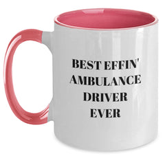 Funny Ambulance Driver Gifts for Men, Best Effin' Ambulance Driver Ever Two Tone Coffee Mug, Graduation Unique Gifts from Friends - Main