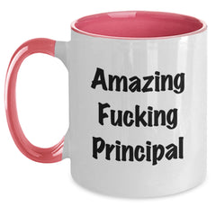 Funny Principal Gifts from Friends and Family - Two Tone Coffee Mug, Black and White, Red and White, Navy and White, Pink and White, 11oz, Birthday Unique Gifts for Principal - Main