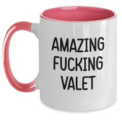 Funny Valet Gifts, Amazing F--king Valet Quote Two Tone Coffee Mug, Birthday Unique Gifts from Friends and Family - Main