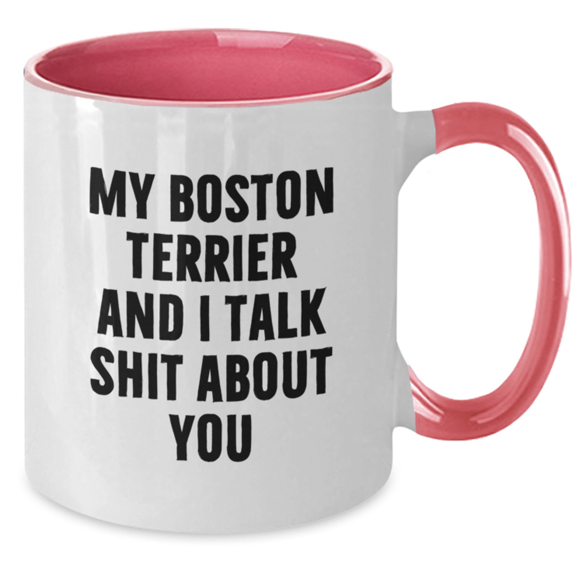 Funny Boston Terrier Dog Gifts from Men to Women - Valentine's Unique Two Tone Coffee Mugs with My Boston Terrier And I Talk Shit About You Quote - Boston Terrier Dog Lover Mug - Additional