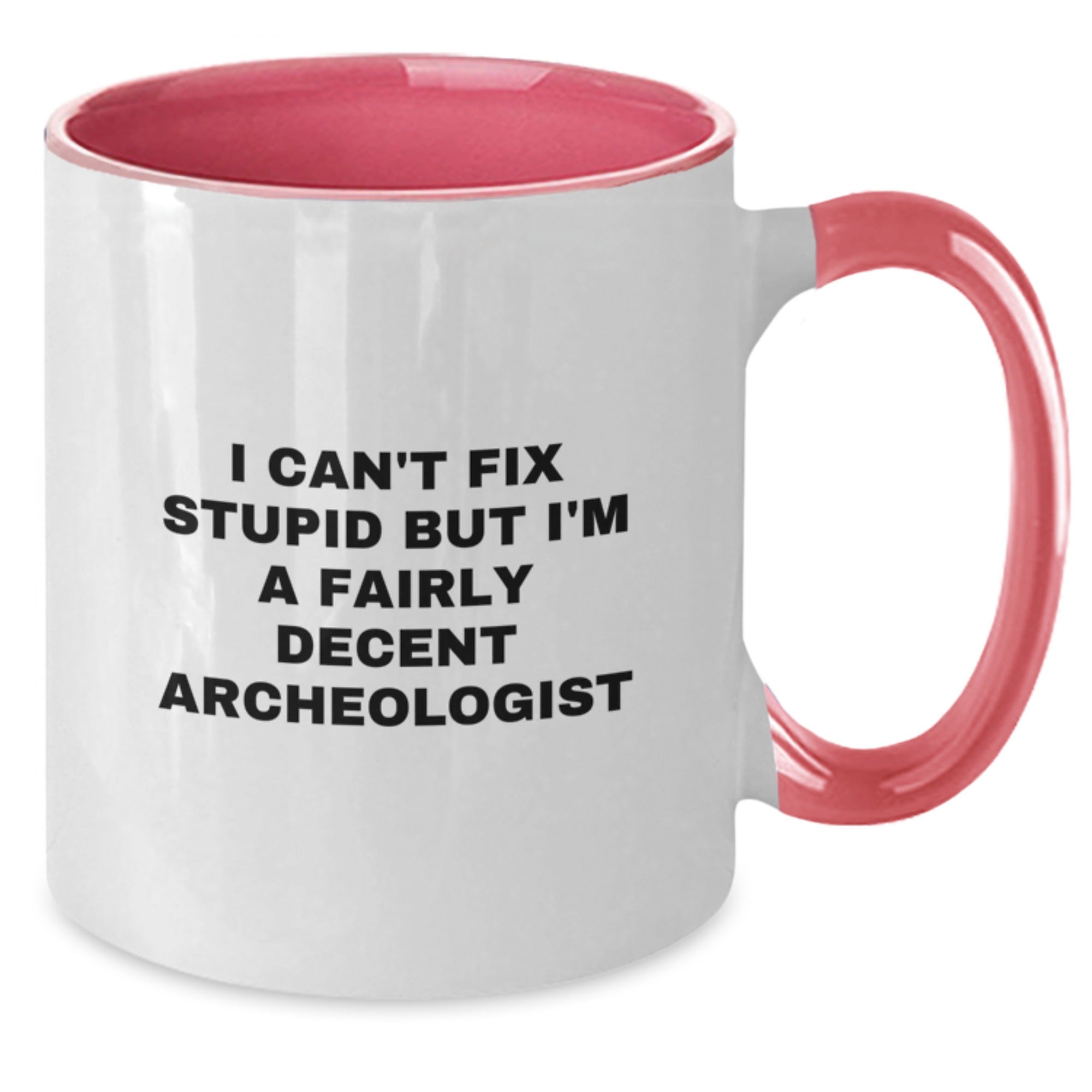 Funny Archeologist Gifts for Men from Friends, Christmas Unique Mugs for Coffee, Two Tone Quote Mug, I Can't Fix Stupid But I'm A Fairly Decent Archeologist, Archeologist Lover - Additional