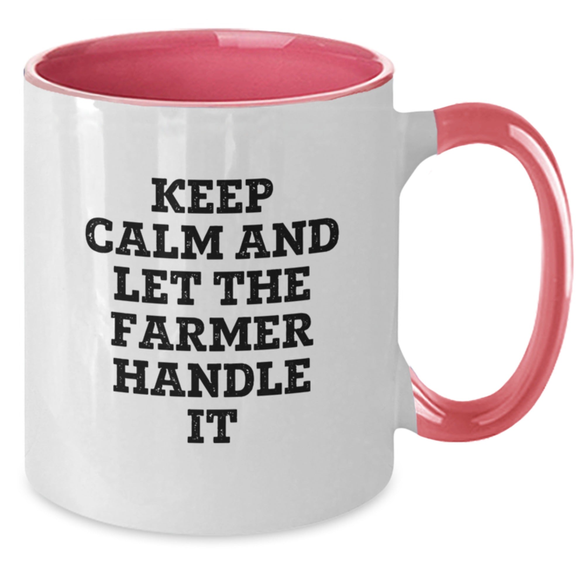 Funny Farmer Gifts from Friends - Keep Calm and Let the Farmer Handle It Two Tone Coffee Mug for Birthday, Men, Women, Coworkers, Family - Additional