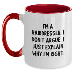 Funny Hairdresser Gifts for Friends and Family from Men and Women - I'm a Hairdresser Two Tone Coffee Mug Black and White - Main