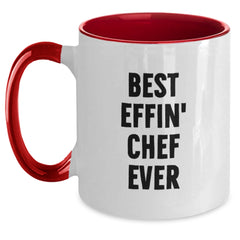 Funny Chef Gifts for Men Women Friends Family - Two Tone Coffee Mug with Best Effin' Chef Ever Quote - Main