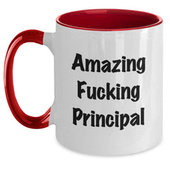 Funny Principal Gifts from Friends and Family - Two Tone Coffee Mug, Black and White, Red and White, Navy and White, Pink and White, 11oz, Birthday Unique Gifts for Principal - Main