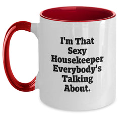 Funny Housekeeper Quotes Gifts from Friends for Housekeeper Lover Two Tone Coffee Mug Black and White - Main