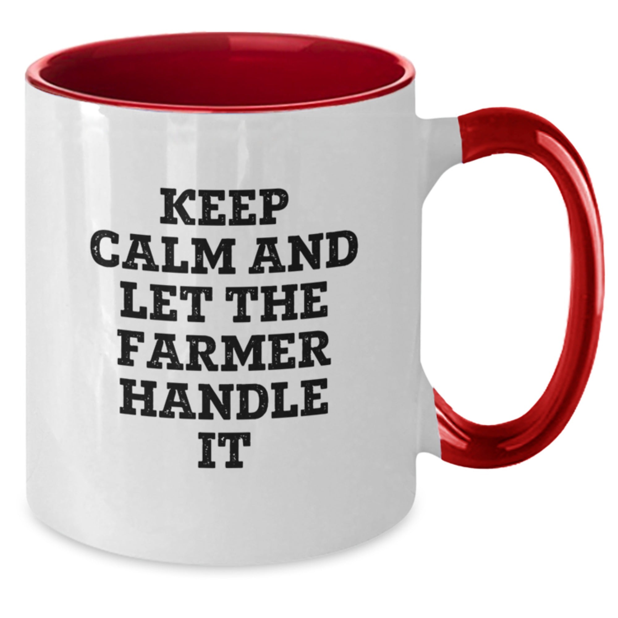 Funny Farmer Gifts from Friends - Keep Calm and Let the Farmer Handle It Two Tone Coffee Mug for Birthday, Men, Women, Coworkers, Family - Additional