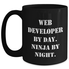 Web Developer Ninja Coffee Mug, Funny Graduation Gifts from Friends to Web Developers, Black 11oz or 15oz - Main