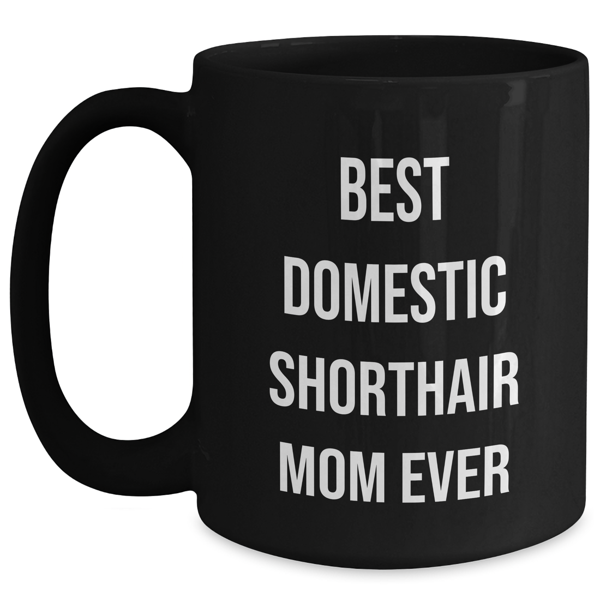 Funny Domestic Shorthair Cat Mom Mugs for Dad's Day Gifts from Family, Black Coffee Mug with Inspirational Quote - Main
