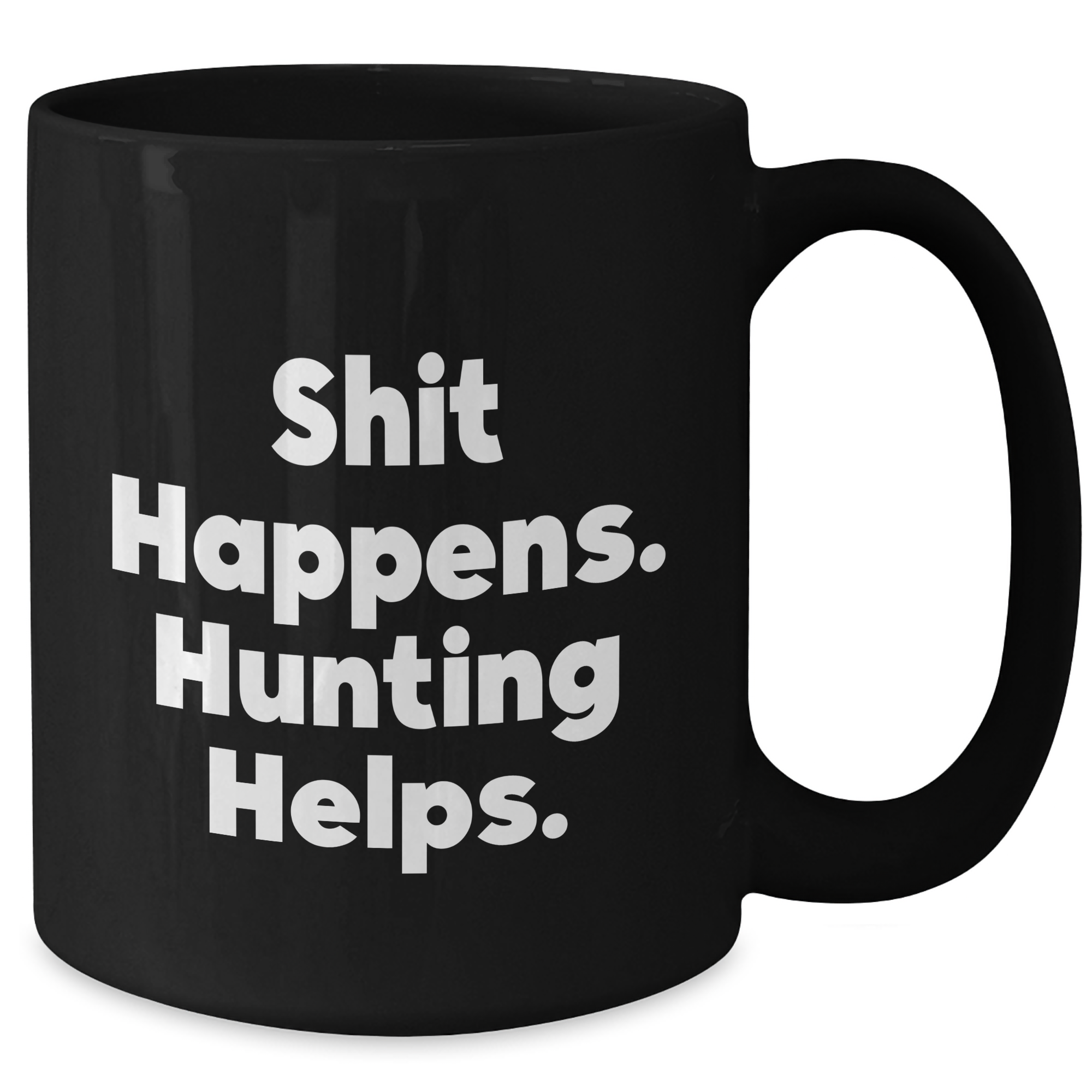 Funny Hunting Mugs 'Shit Happens. Hunting Helps.' Gifts for Dad on Father's Day, Black Coffee Mug for Men - Additional