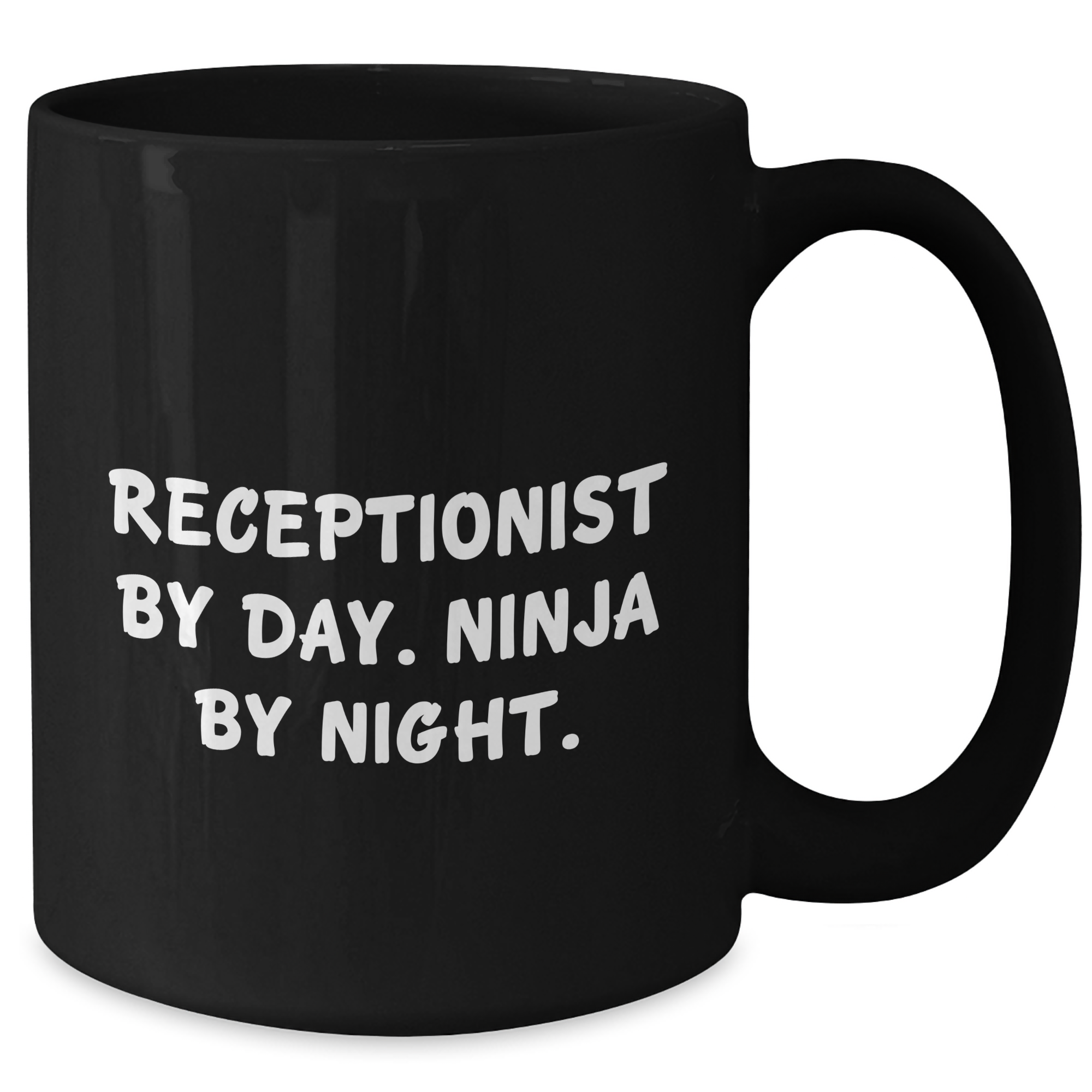 Receptionist Ninja Gifts for Men - Black Coffee Mug, Funny Quote 'Receptionist by Day, Ninja by Night' for Father's Day - Additional
