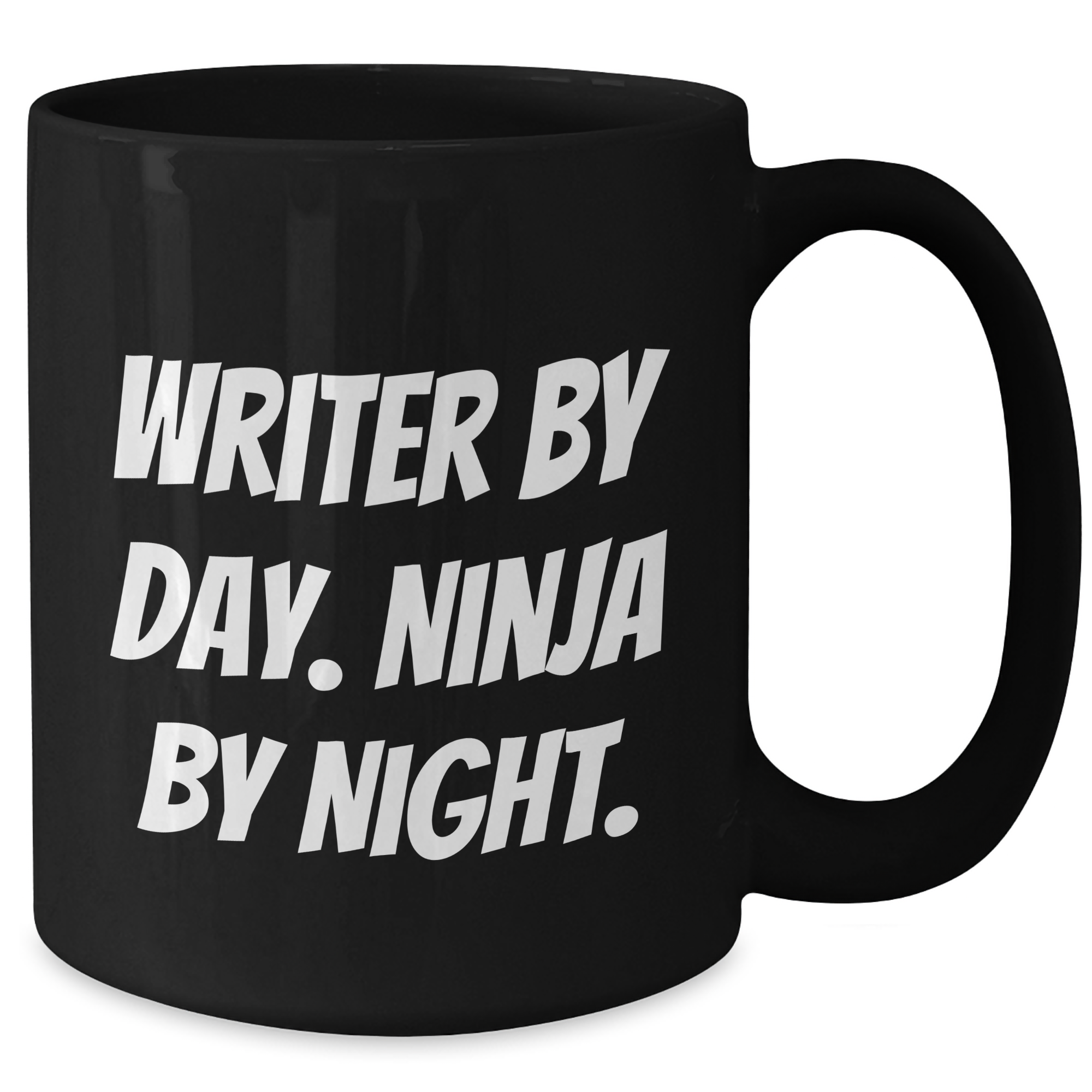 Writer's Humor Black Coffee Mug, Funny Quote by Day, Ninja By Night, Gifts for Men, Father's Day Unique Gifts from Friends - Additional