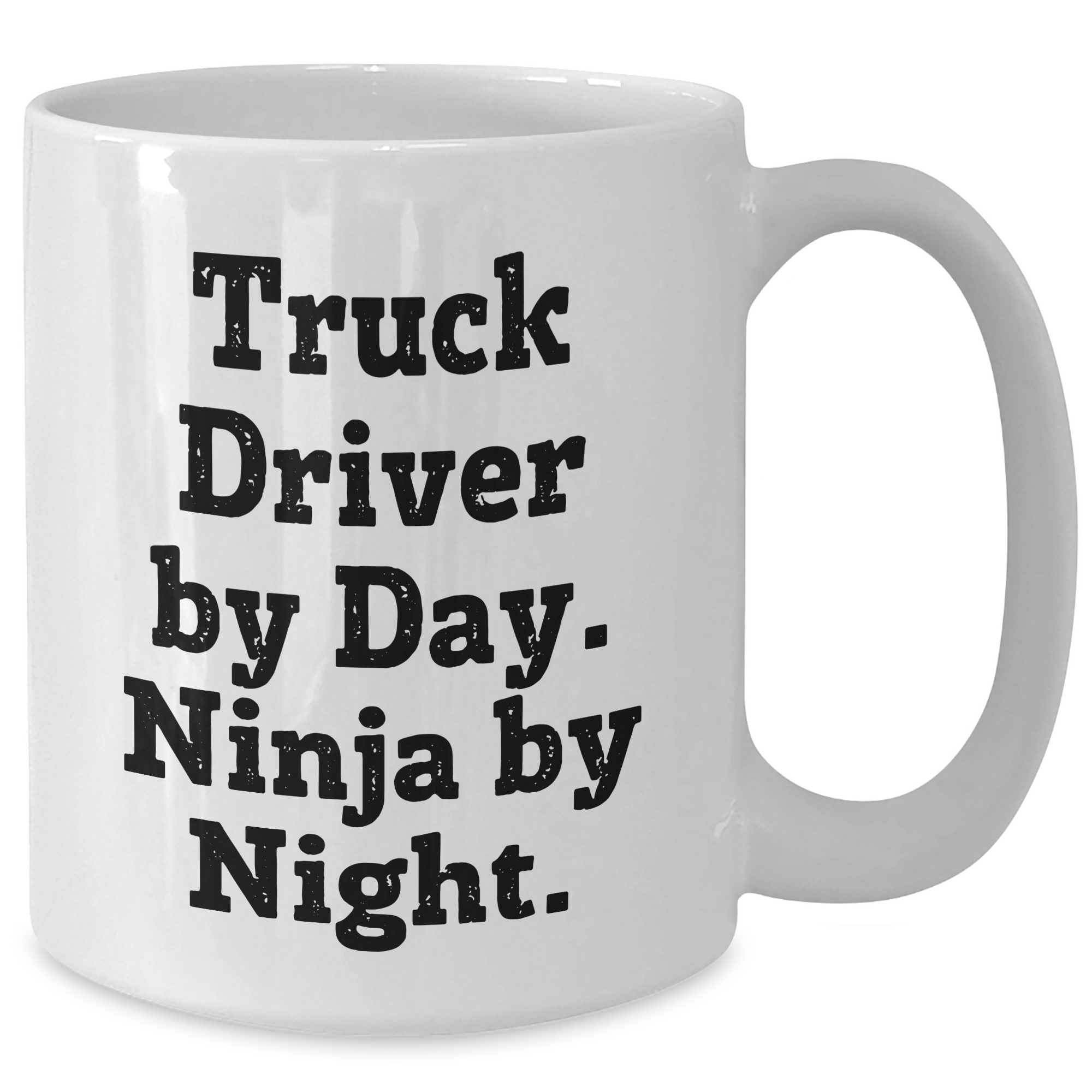 Funny Truck Driver Gifts, White Coffee Mug, 'Truck Driver By Day. Ninja By Night.' - Gifts from Men for Truck Driver, Unique Father's Day Presents - Additional
