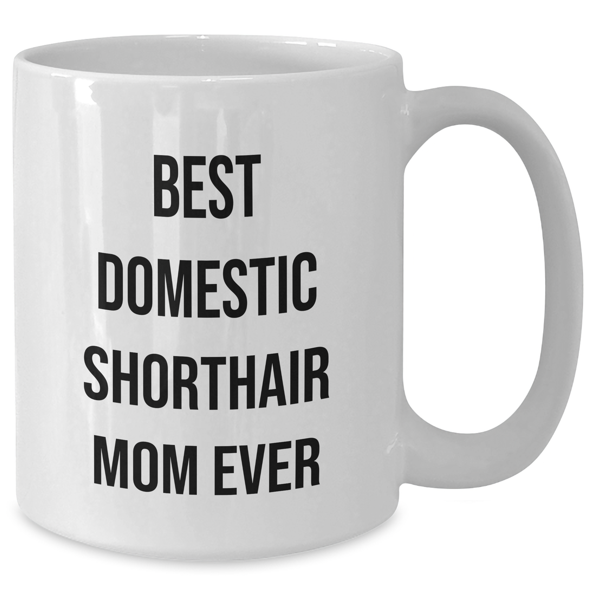 Funny Domestic Shorthair Cat Mom Gifts from Men to Friends for Father's Day White Coffee Mug - 'Best Domestic Shorthair Mom Ever' Quote - Additional