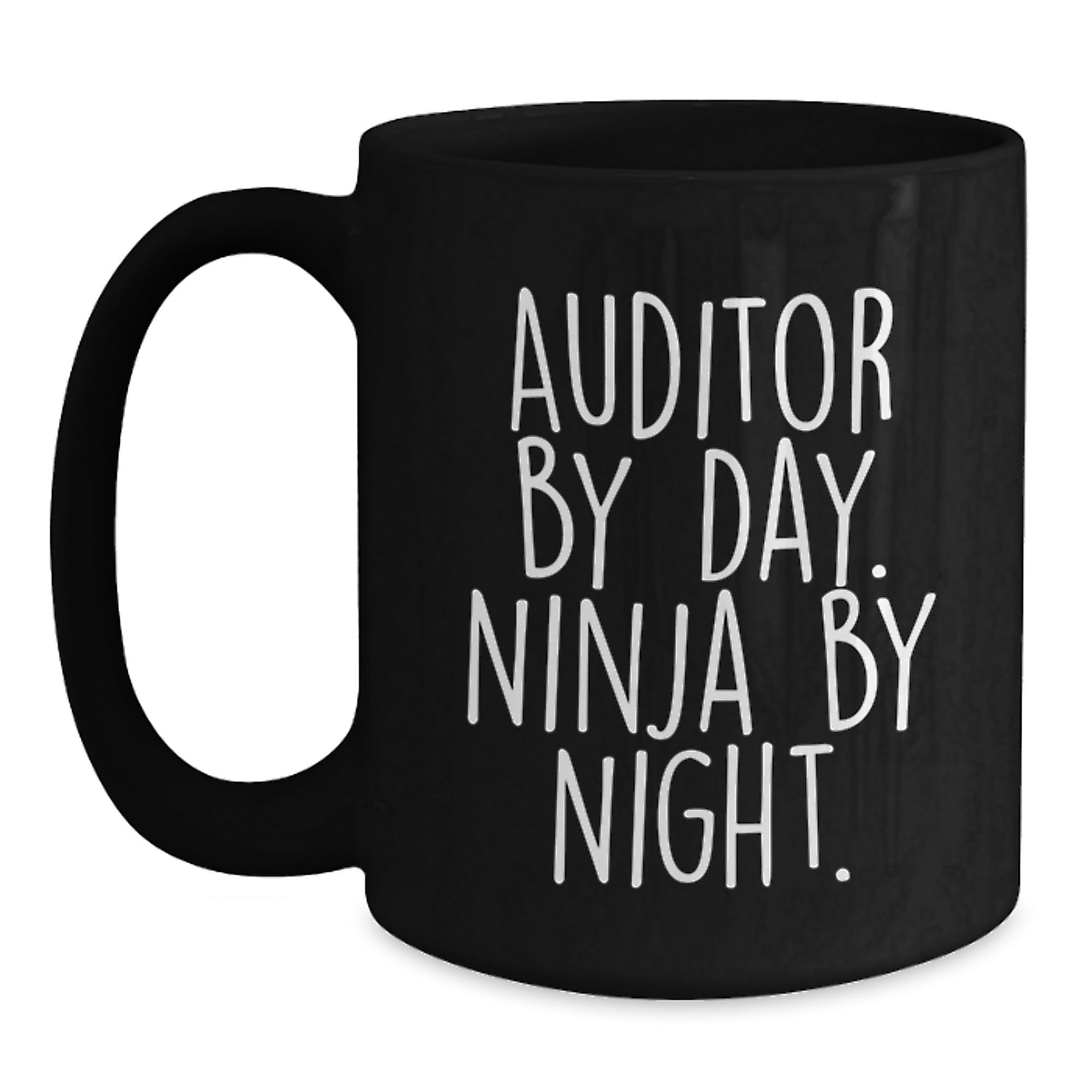 Auditor Gifts from Friends, Inspirational Black Coffee Mug for Auditor, Graduation Unique Gifts by Day, Ninja by Night. - Main