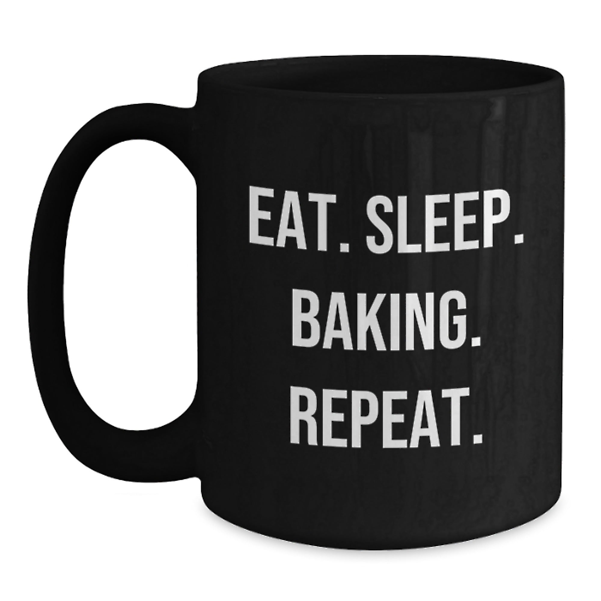 Funny Baking Gifts for Christmas - Eat. Sleep. Baking. Repeat. Black Coffee Mug Gifts from Family - Main