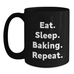 Funny Baking Gifts for Friends, Christmas Unique Mugs from Baking Lover, Eat. Sleep. Baking. Repeat. - Main