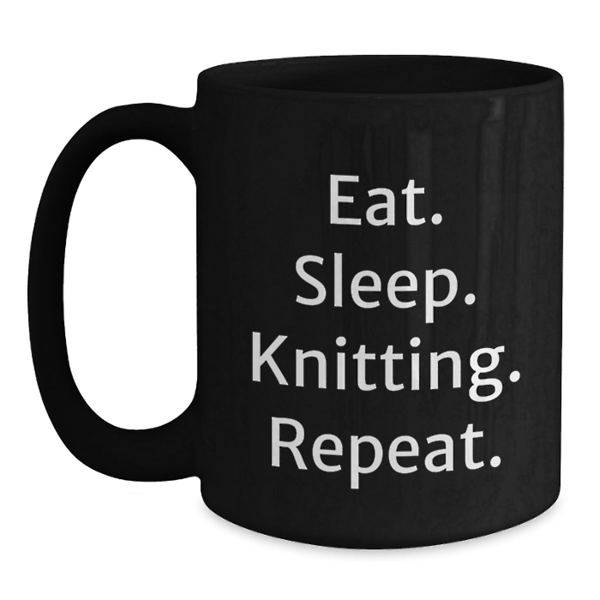 Knitting Enthusiasts Gifts Funny Eat Sleep Knitting Repeat Black Coffee Mug for Knitting Friends Family - Main