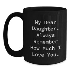Gifts from Mom to Daughter, Daughter Gifts, Funny Birthday Quote Black Coffee Mug, Always Remember I Love You. - Main