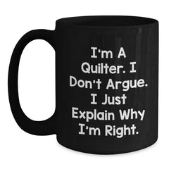 Quilter Gifts from Friends for Quilter Men, Funny Black Coffee Mug for Christmas Unique Gifts - Main