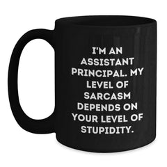 Funny Assistant Principal Gifts for Men Graduation Black Coffee Mug - Gifts from Family - Main