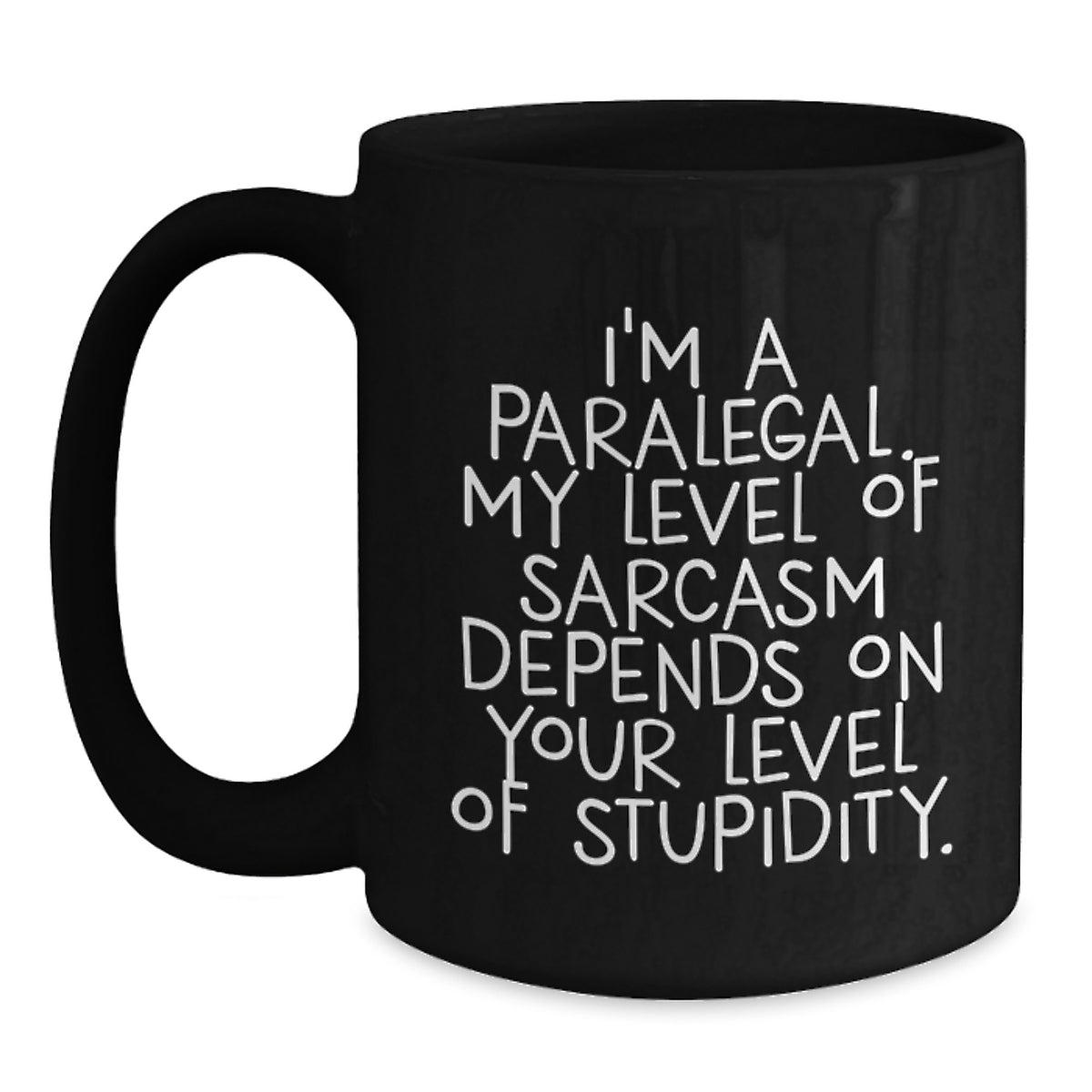 Funny Paralegal Black Coffee Mugs Gifts for Paralegal Friends and Family - Sarcasm Levels Gifts from Women to Paralegal Men - Main