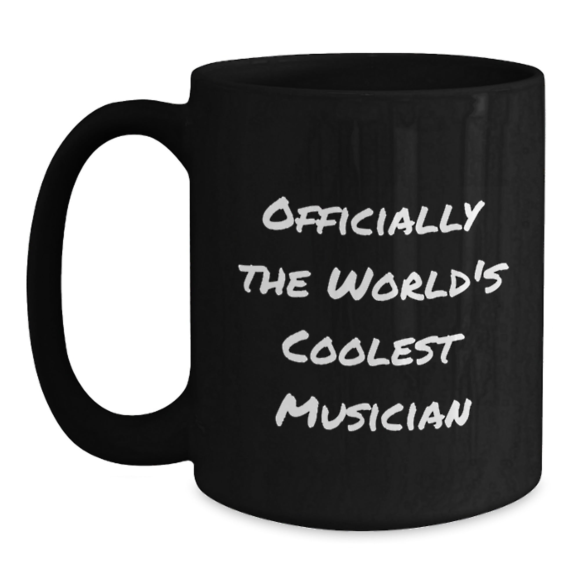 Funny Musician Gifts from Friends for Graduation, 'Officially The World's Coolest Musician' Quote on Black 11oz or 15oz Coffee Mug, Gifts for Musician - Main