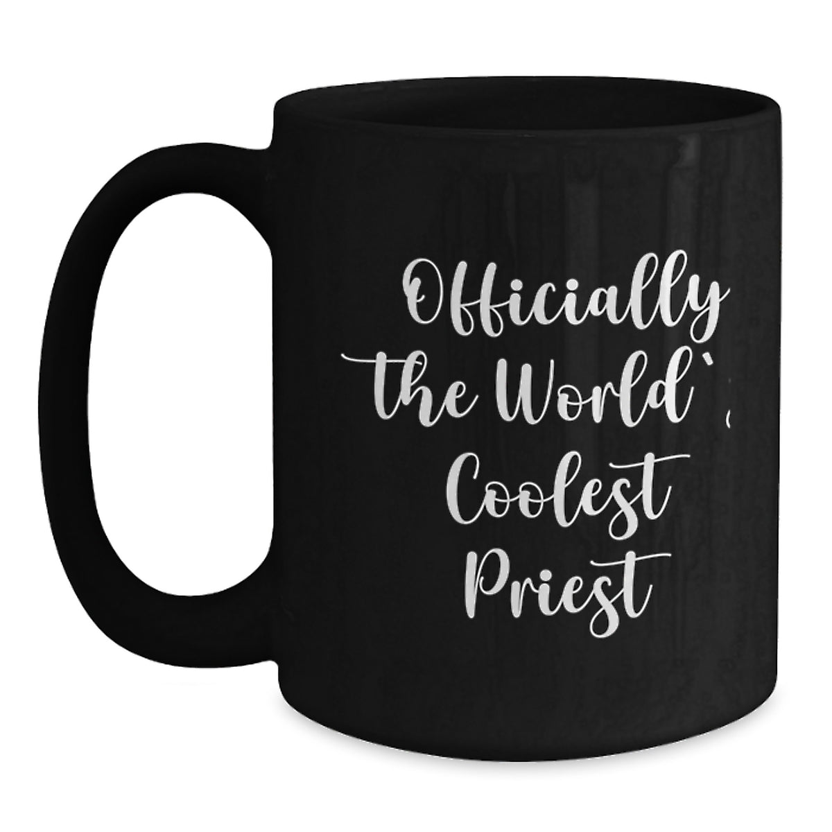 Funny Priest Gifts from Friends for Men - 'Officially The World's Coolest Priest' Black Coffee Mug, Graduation Unique Gifts - Main
