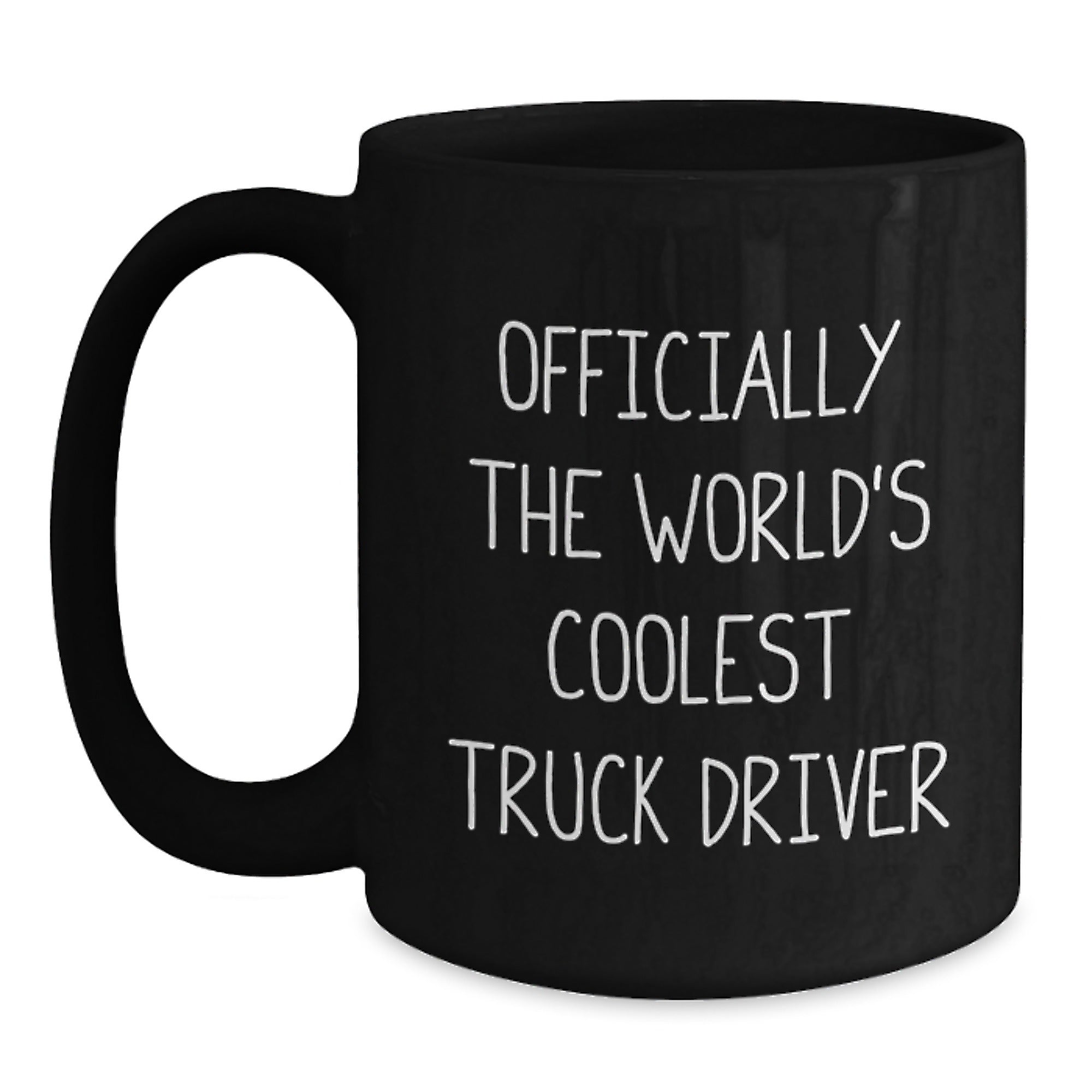 Funny Truck Driver Gifts for Him - 'Officially The World's Coolest Truck Driver' Black Coffee Mug, Birthday Unique Presents from Friends - Main