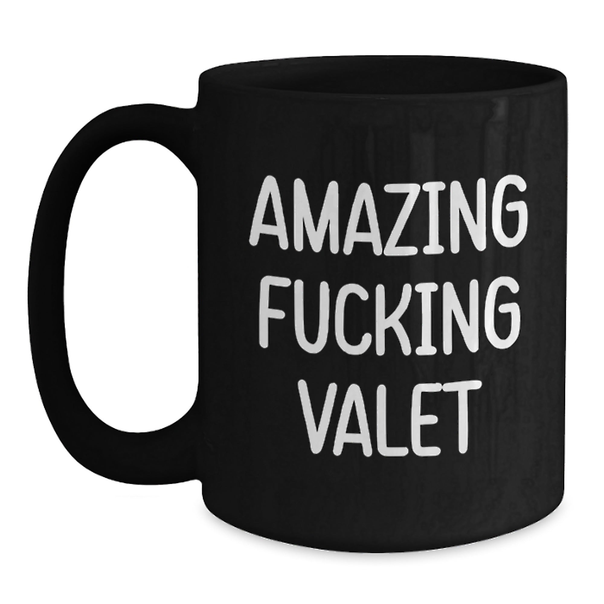 Funny Valet Gifts for Men from Friends, Black Coffee Mug with Amazing Quote, Birthday Unique Gifts - Main