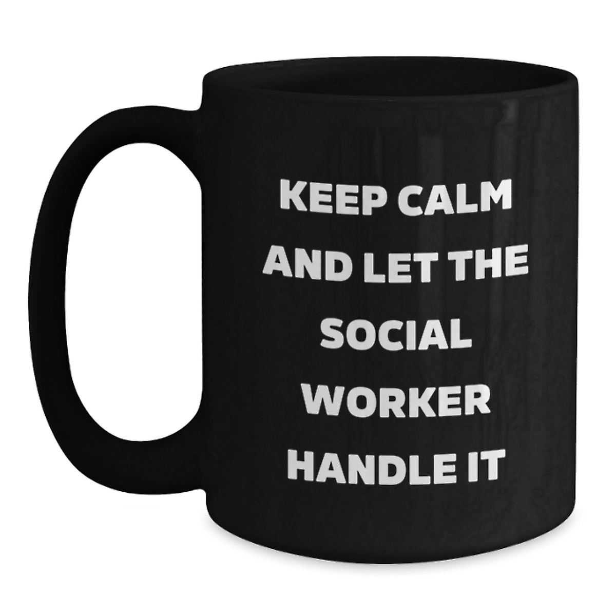 Funny Social Worker Gifts, Black Coffee Mug, 'Keep Calm And Let The Social Worker Handle It' - Gifts from Friends and Family for Social Worker Christmas Unique Gifts - Main